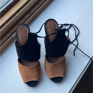 Two tone black and brown by far heels